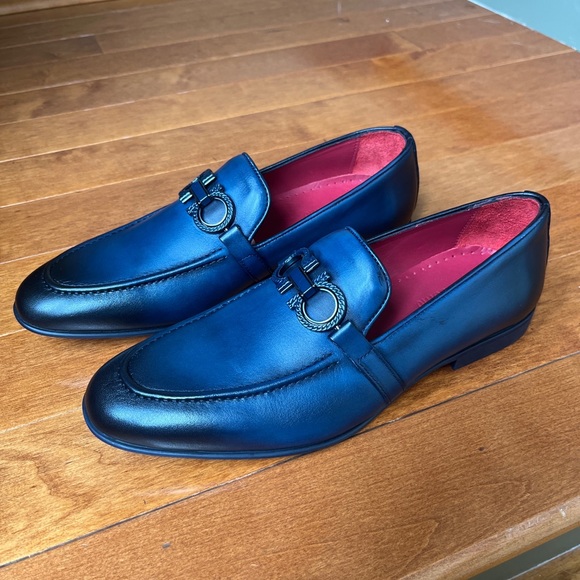 NWB Sigotto Uomo Men's Slip On Blue Leather Dress Shoes Style 3723 - Picture 10 of 11